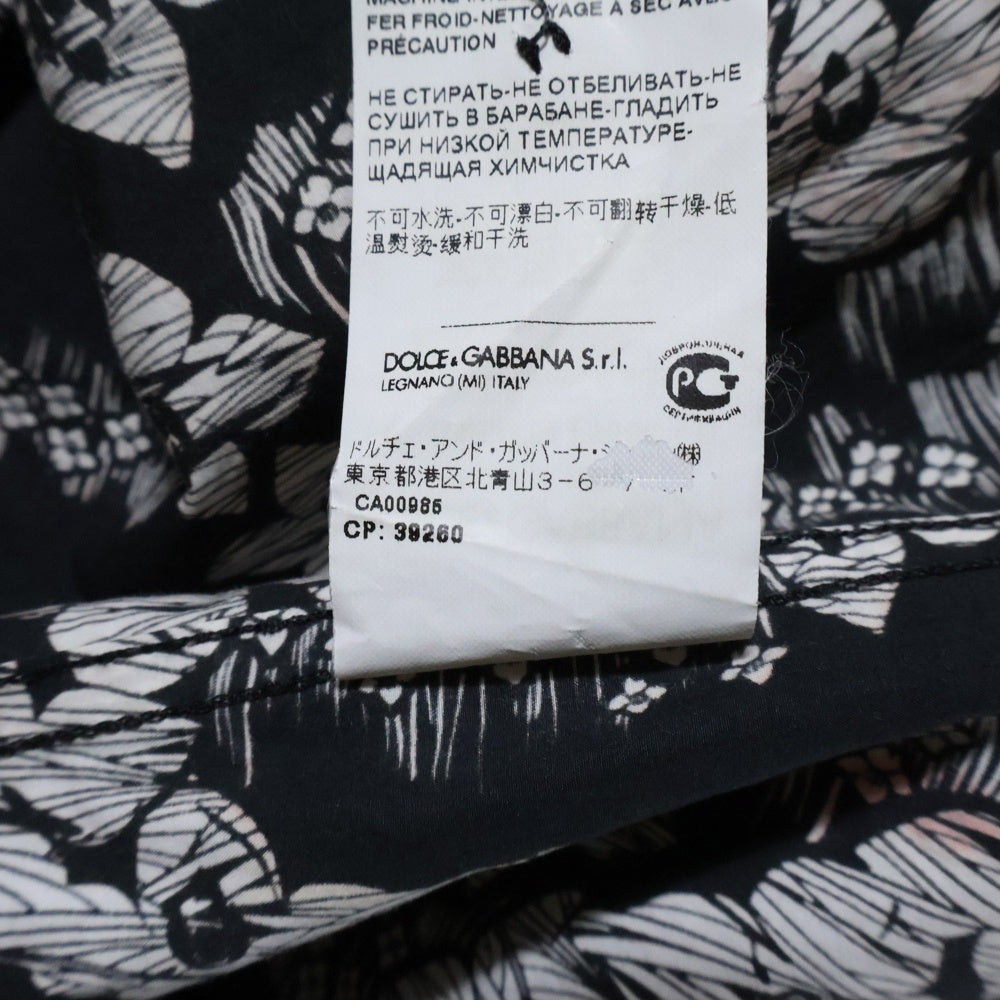 DOLCE & GABBANA(ドルチェアンドガッバーナ) 花柄 ロングスリーブ コットンシャツ ブラック/ホワイト G5EJ0T FS56C