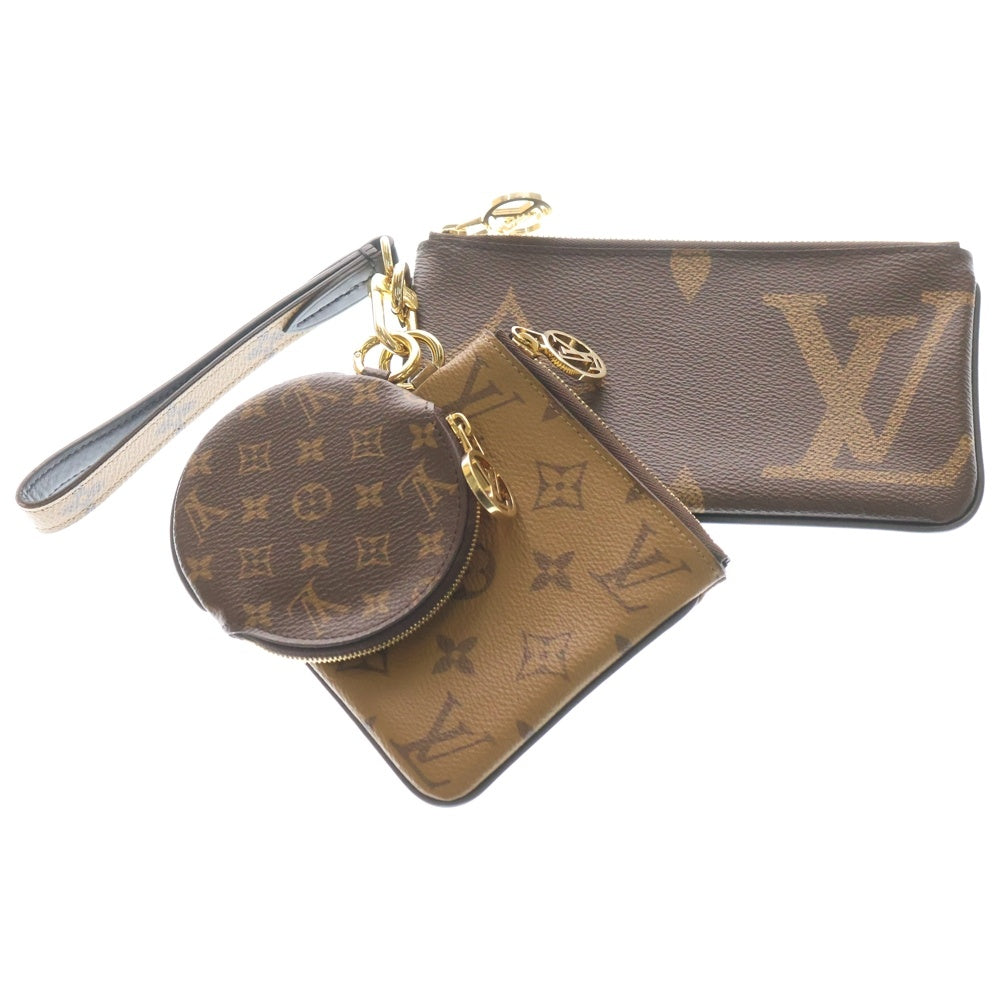 LOUIS VUITTON(ルイヴィトン) ポシェット トリオ モノグラム ジャイアント リバース ポーチ バッグ ブラウン M68756 RFID レディース