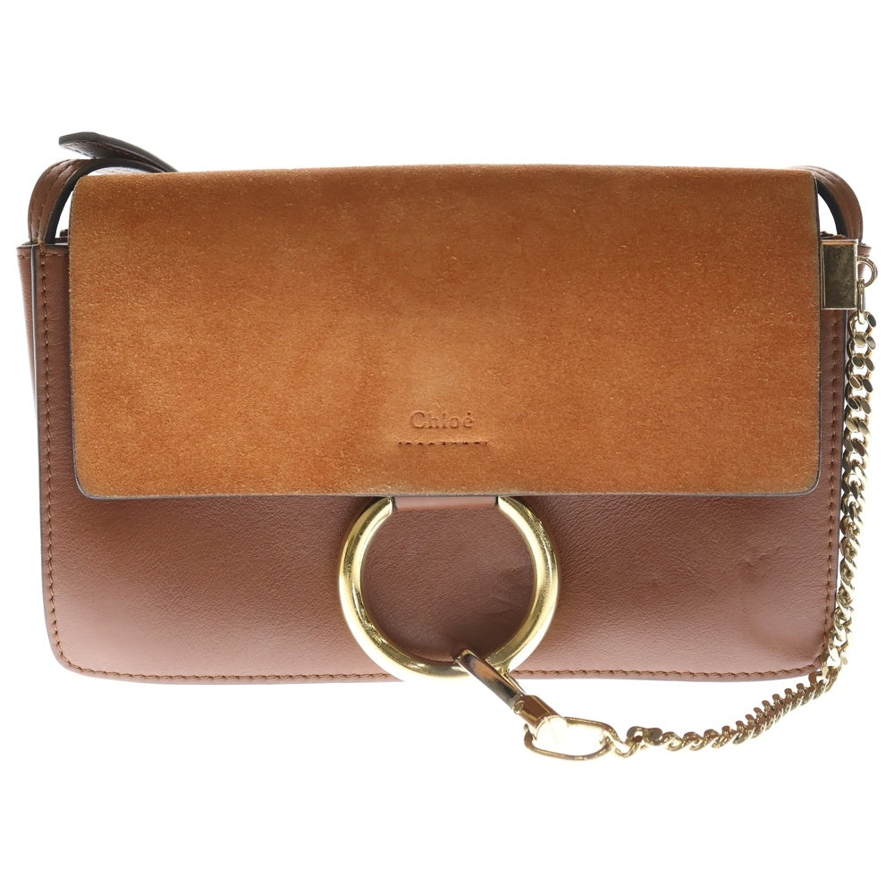 Chloe(クロエ) FAYE フェイ スウェード切替 スモールレザーショルダーバッグ ゴールド金具 ブラウン