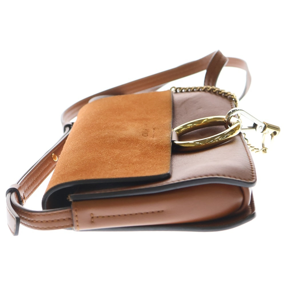 Chloe(クロエ) FAYE フェイ スウェード切替 スモールレザーショルダーバッグ ゴールド金具 ブラウン