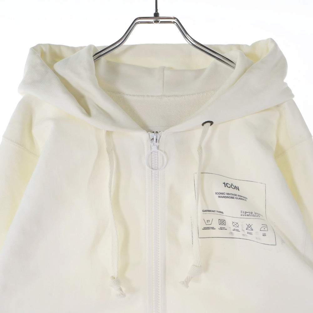 Maison Margiela(メゾンマルジェラ) 21SS 1Con Logo Hoodie ロゴプリント ジップアップフーディー パーカー ホワイト S50HG0036 S25508