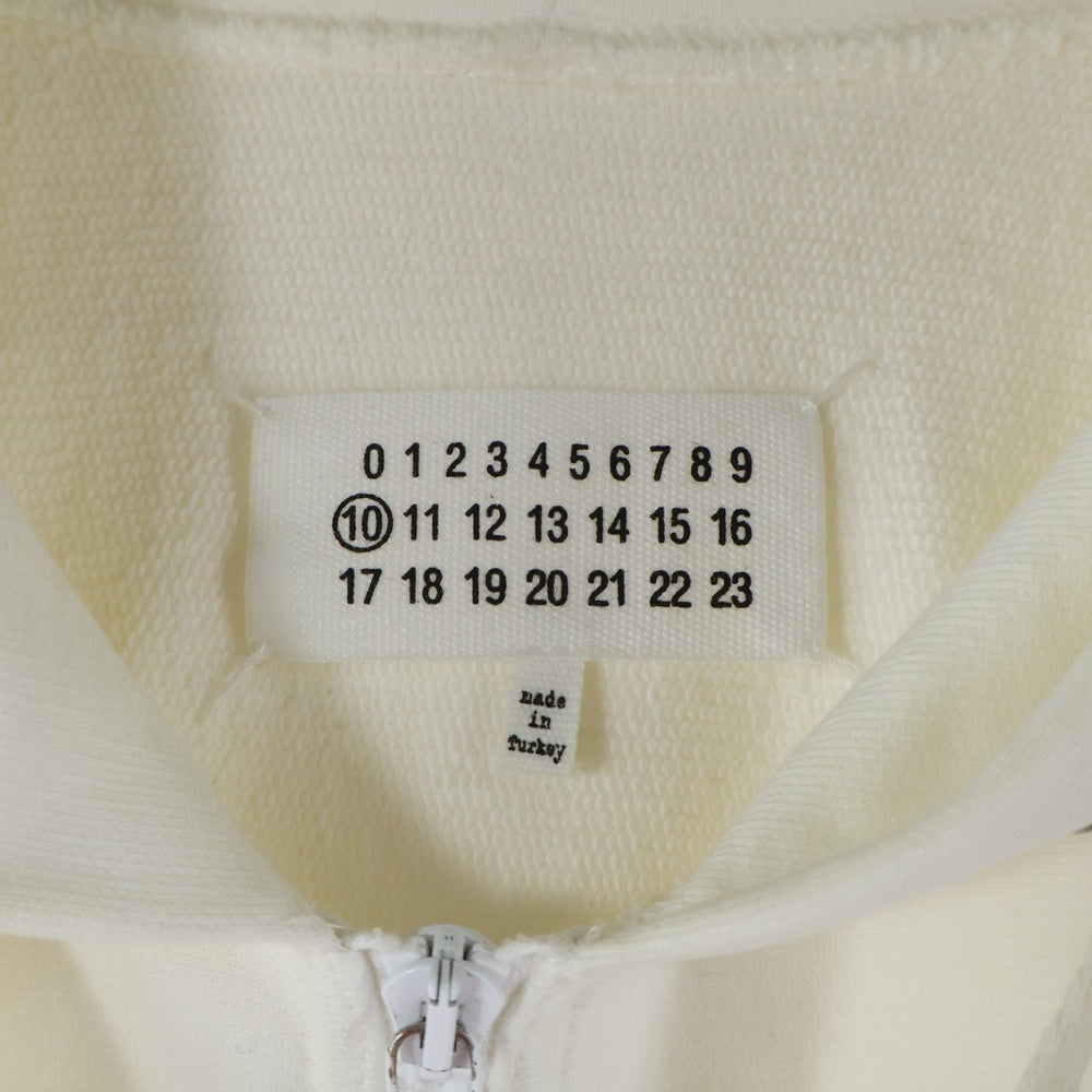 Maison Margiela(メゾンマルジェラ) 21SS 1Con Logo Hoodie ロゴプリント ジップアップフーディー パーカー ホワイト S50HG0036 S25508