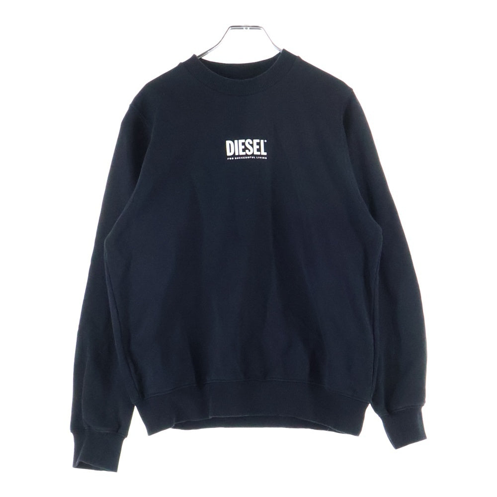 DIESEL(ディーゼル) センターロゴプリント クルーネック 長袖スウェット トレーナーブラック