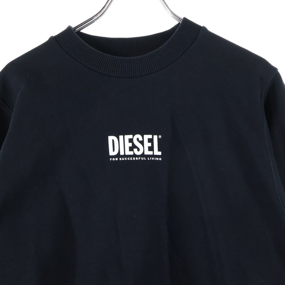 DIESEL(ディーゼル) センターロゴプリント クルーネック 長袖スウェット トレーナーブラック