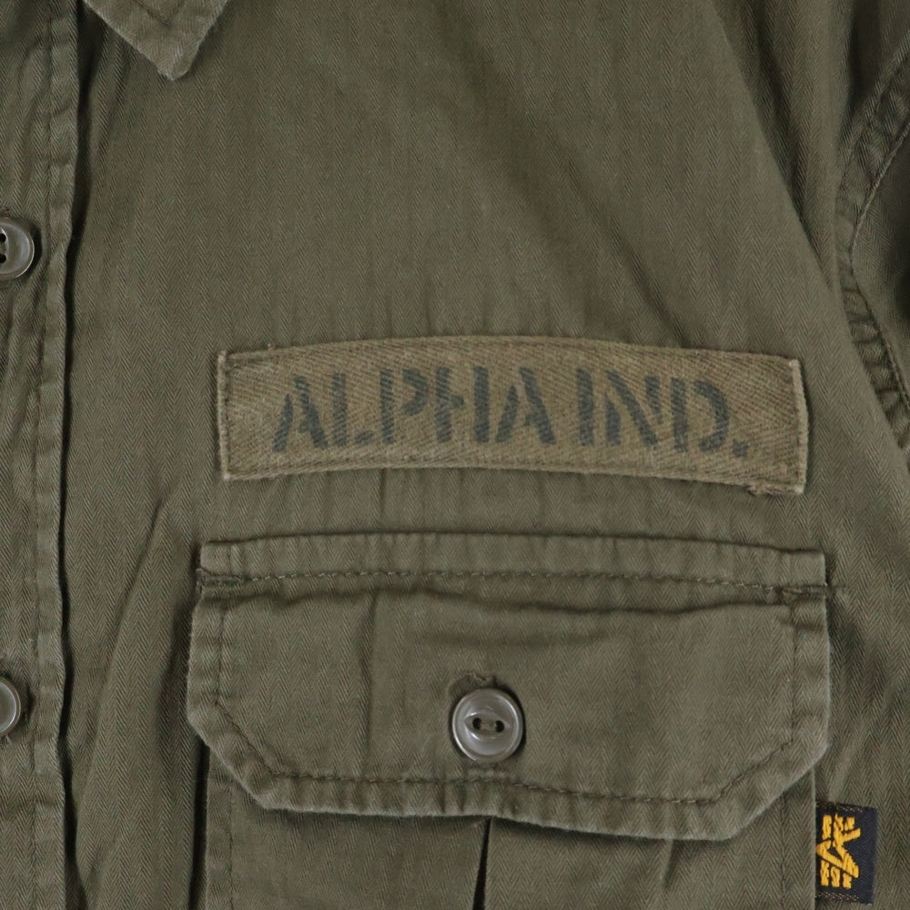 ALPHA INDUSTRIES(アルファ インダストリーズ) ミリタリー コットン 長袖シャツ カーキ