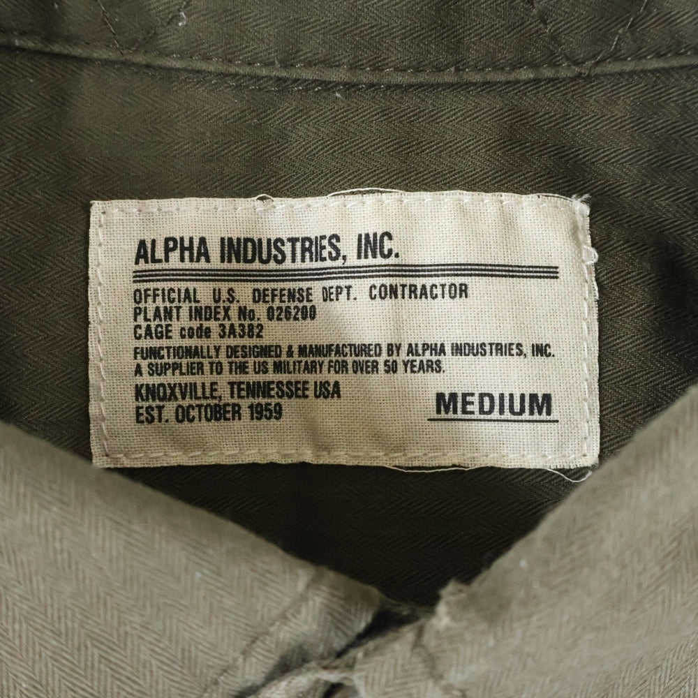 ALPHA INDUSTRIES(アルファ インダストリーズ) ミリタリー コットン 長袖シャツ カーキ