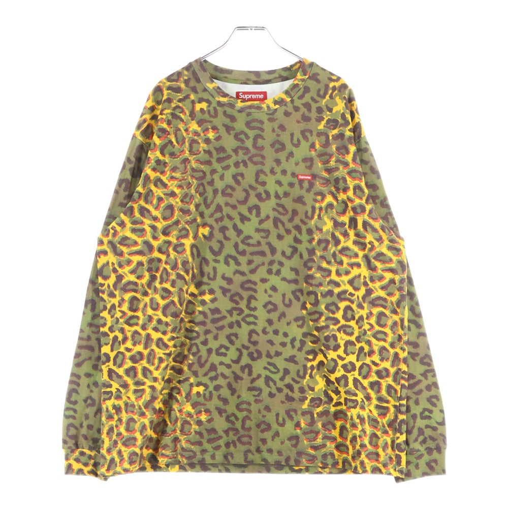 SUPREME(シュプリーム) 24AW Small Box L/S Tee チーター レオパード総柄 スモールボックスロゴ クルーネック 長袖Tシャツ カットソー グリーン/イエロー