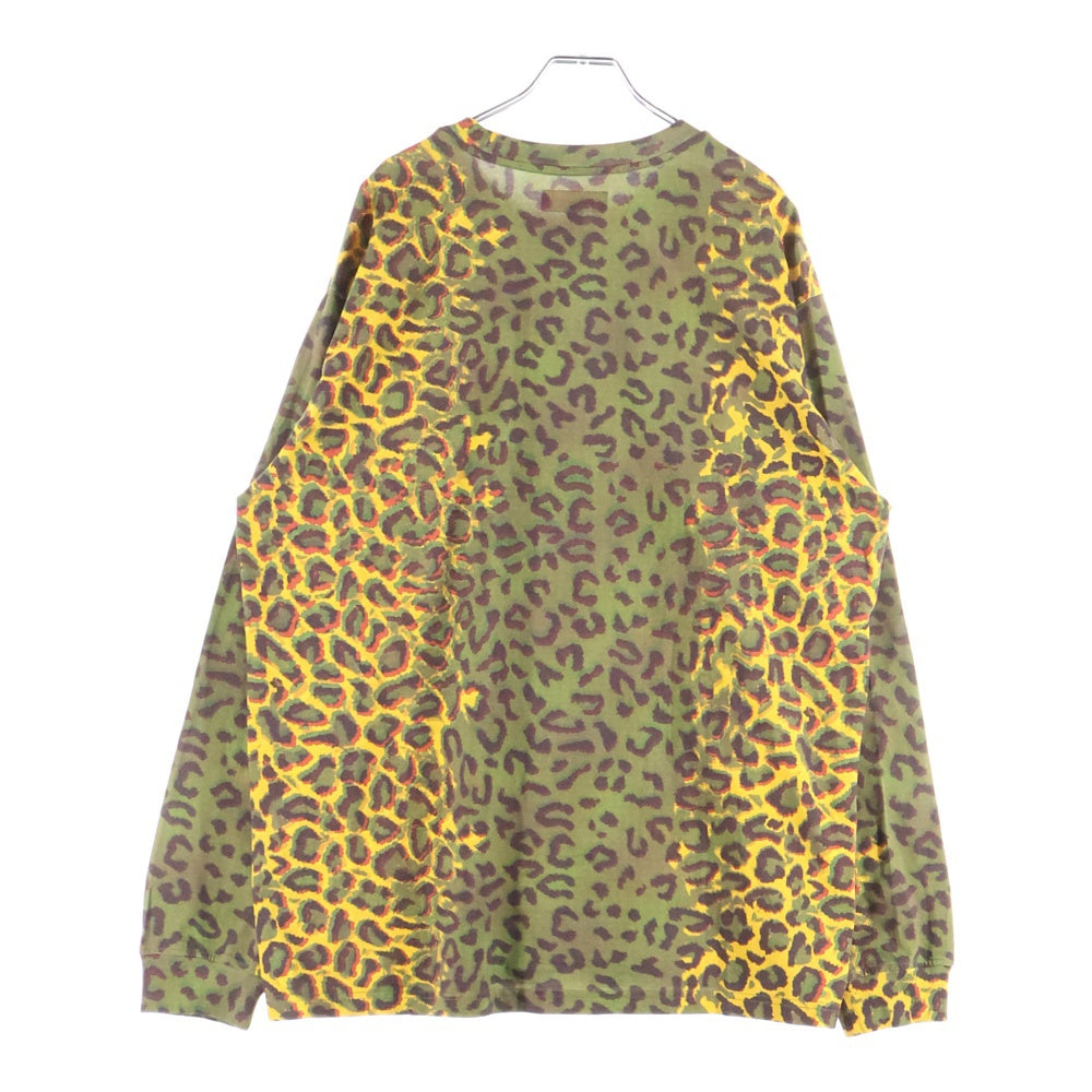 SUPREME(シュプリーム) 24AW Small Box L/S Tee チーター レオパード総柄 スモールボックスロゴ クルーネック 長袖Tシャツ カットソー グリーン/イエロー