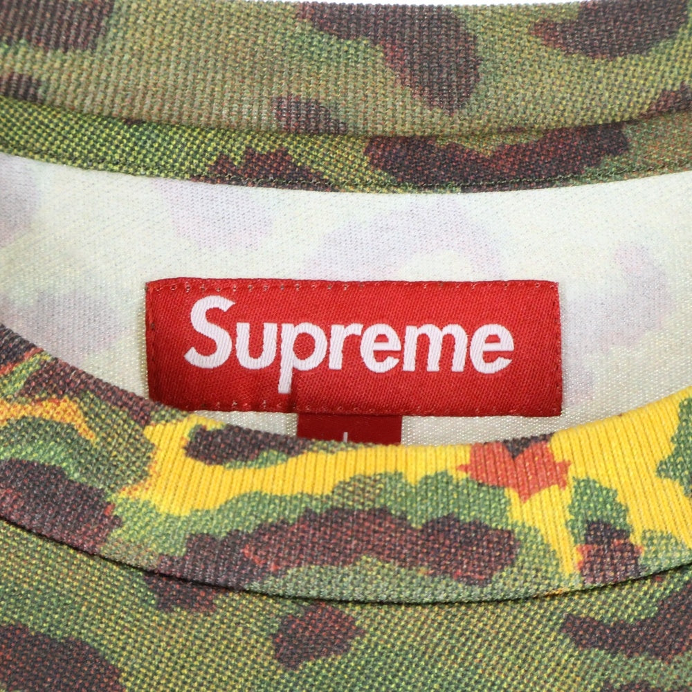 SUPREME(シュプリーム) 24AW Small Box L/S Tee チーター レオパード総柄 スモールボックスロゴ クルーネック 長袖Tシャツ カットソー グリーン/イエロー