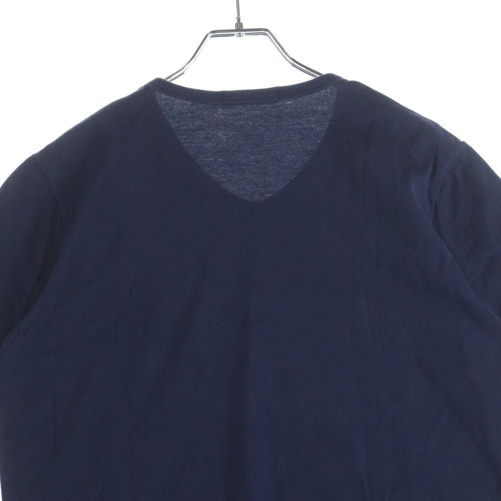 LACOSTE(ラコステ) 胸ロゴパッチデザイン Vネック カットソー 半袖Tシャツ ネイビー TH632E