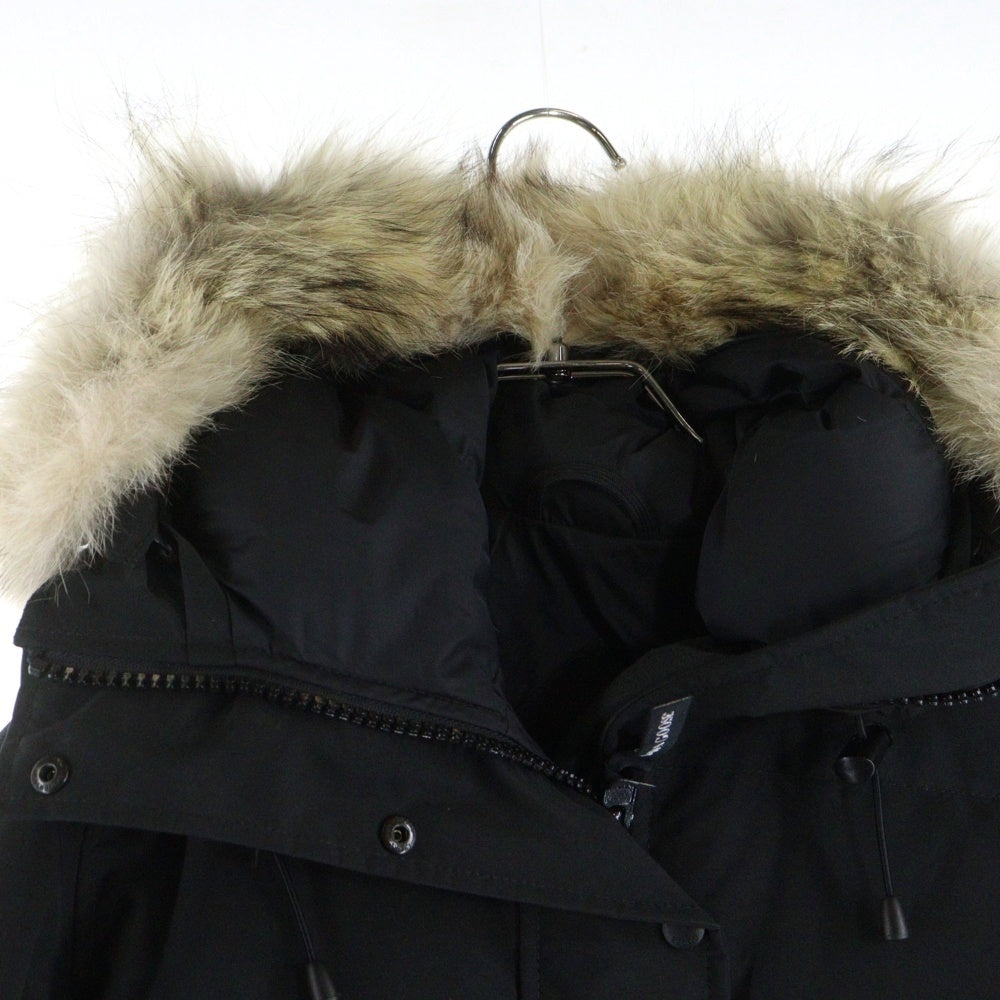 CANADA GOOSE(カナダグース) SHELBURNE PARKA シェルバーン アームロゴデザイン ファー付き フーデッド ジップアップ ダウンコート レディース ブラック 3802LA