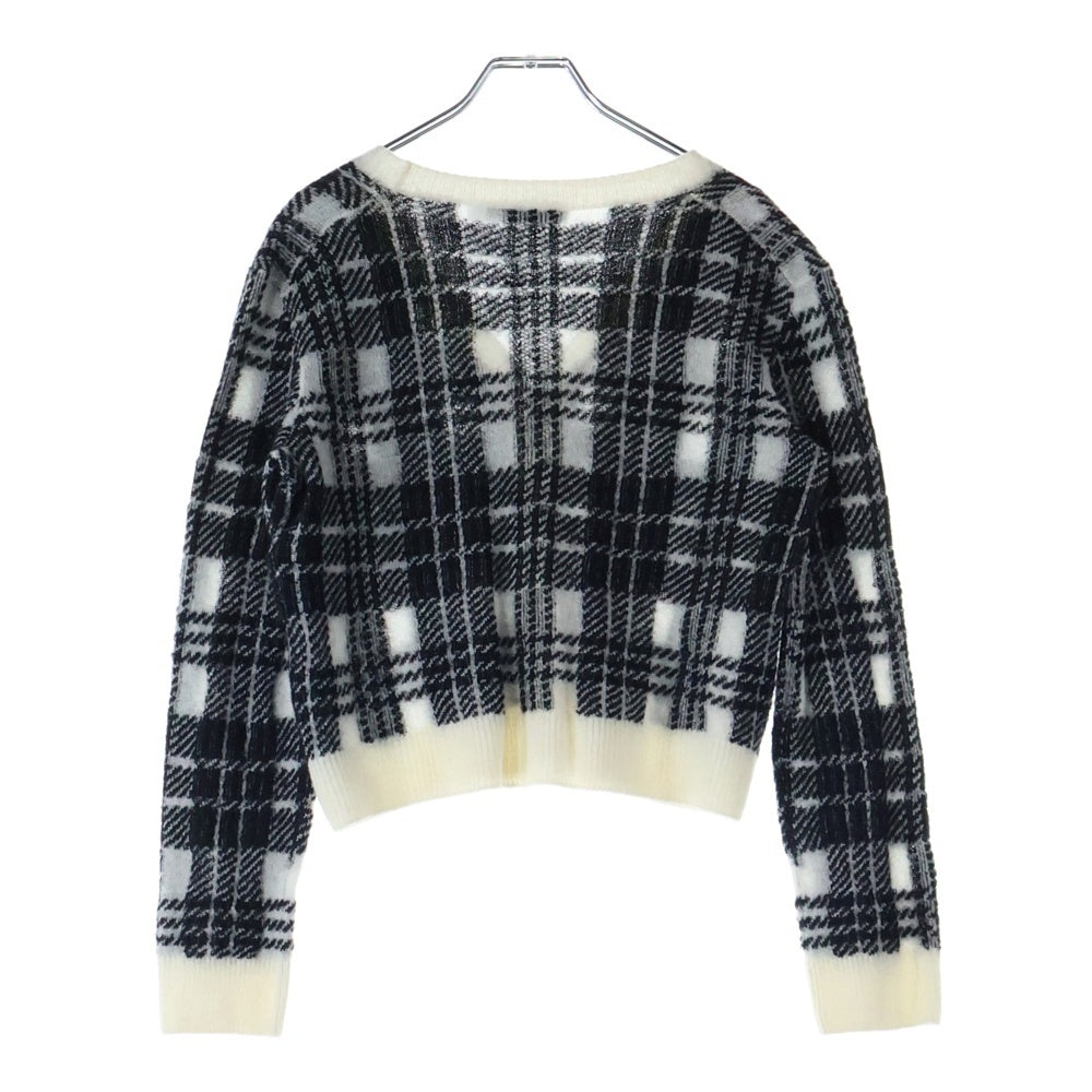 Christian Dior(クリスチャンディオール) モヘア カシミヤ混 チェック柄 ニットカーディガン ホワイト/ブラック レディース 244G50AM140