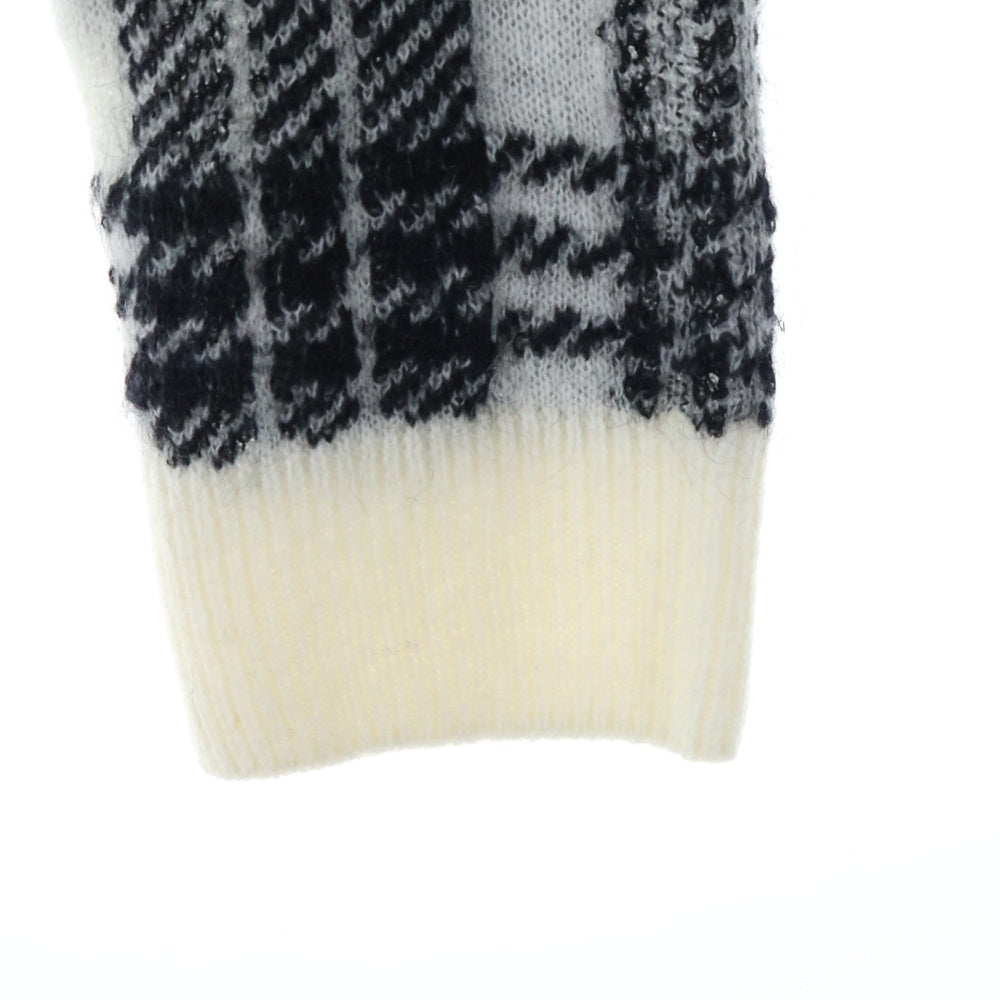 Christian Dior(クリスチャンディオール) モヘア カシミヤ混 チェック柄 ニットカーディガン ホワイト/ブラック レディース 244G50AM140