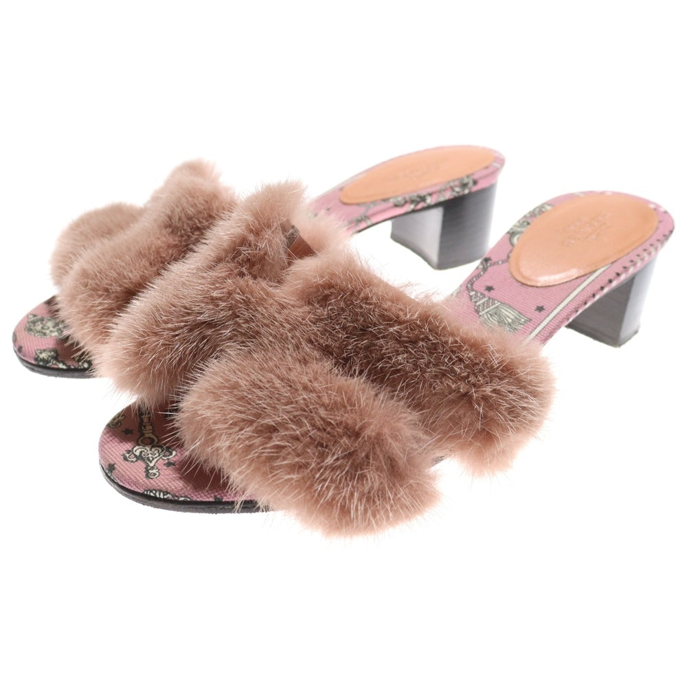 HERMES(エルメス) OASHIS SANDAL GRANIT ROSE オアシス グラニットローズ ファーサンダル パンプス マルチカラー レディース