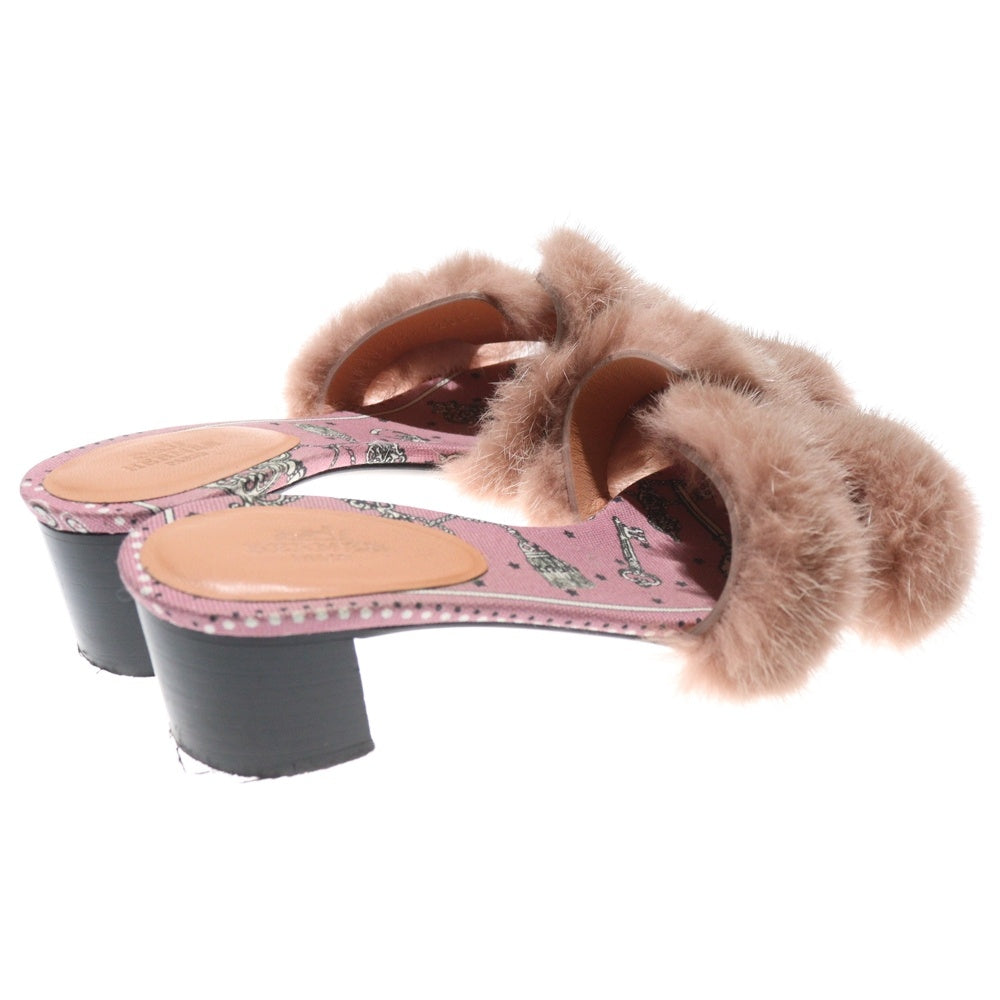 HERMES(エルメス) OASHIS SANDAL GRANIT ROSE オアシス グラニットローズ ファーサンダル パンプス マルチカラー レディース