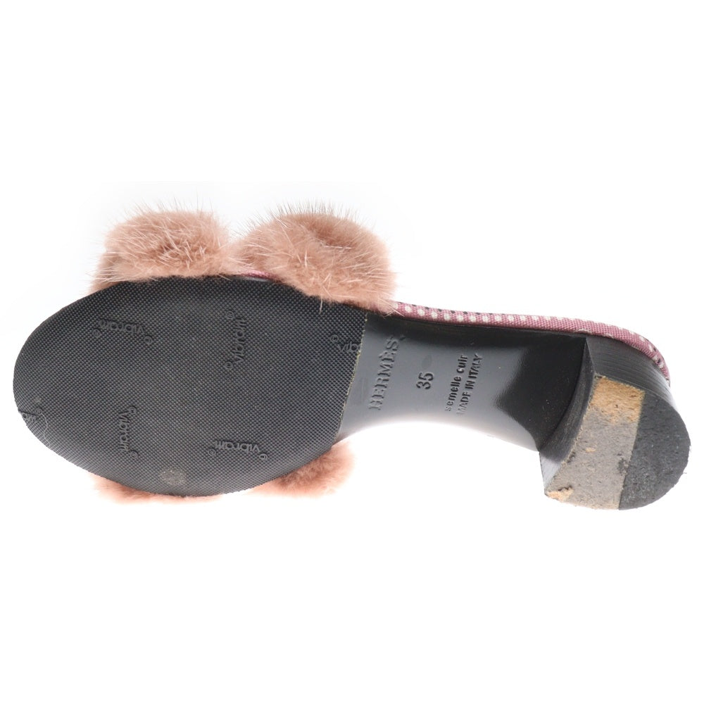 HERMES(エルメス) OASHIS SANDAL GRANIT ROSE オアシス グラニットローズ ファーサンダル パンプス マルチカラー レディース