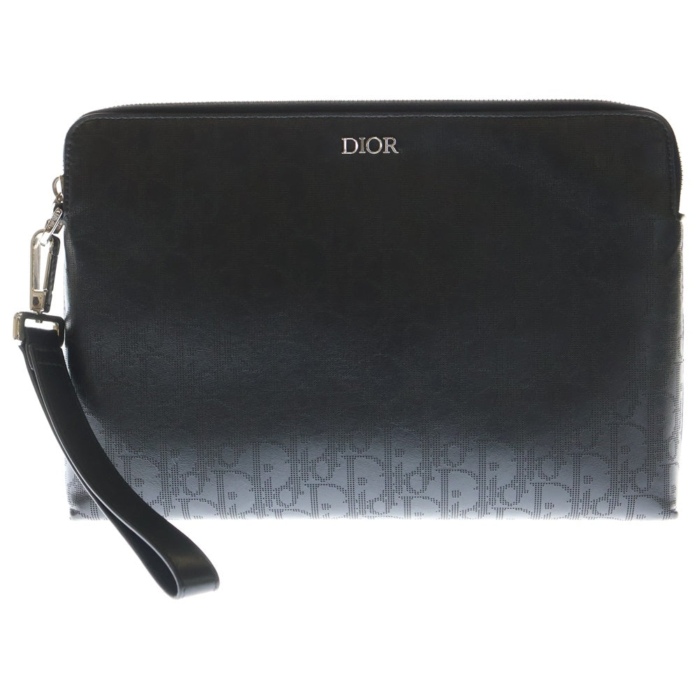 DIOR(ディオール) ディオールオブリーク ギャラクシー レザー ストラップ付き セカンド クラッチバッグ ブラック