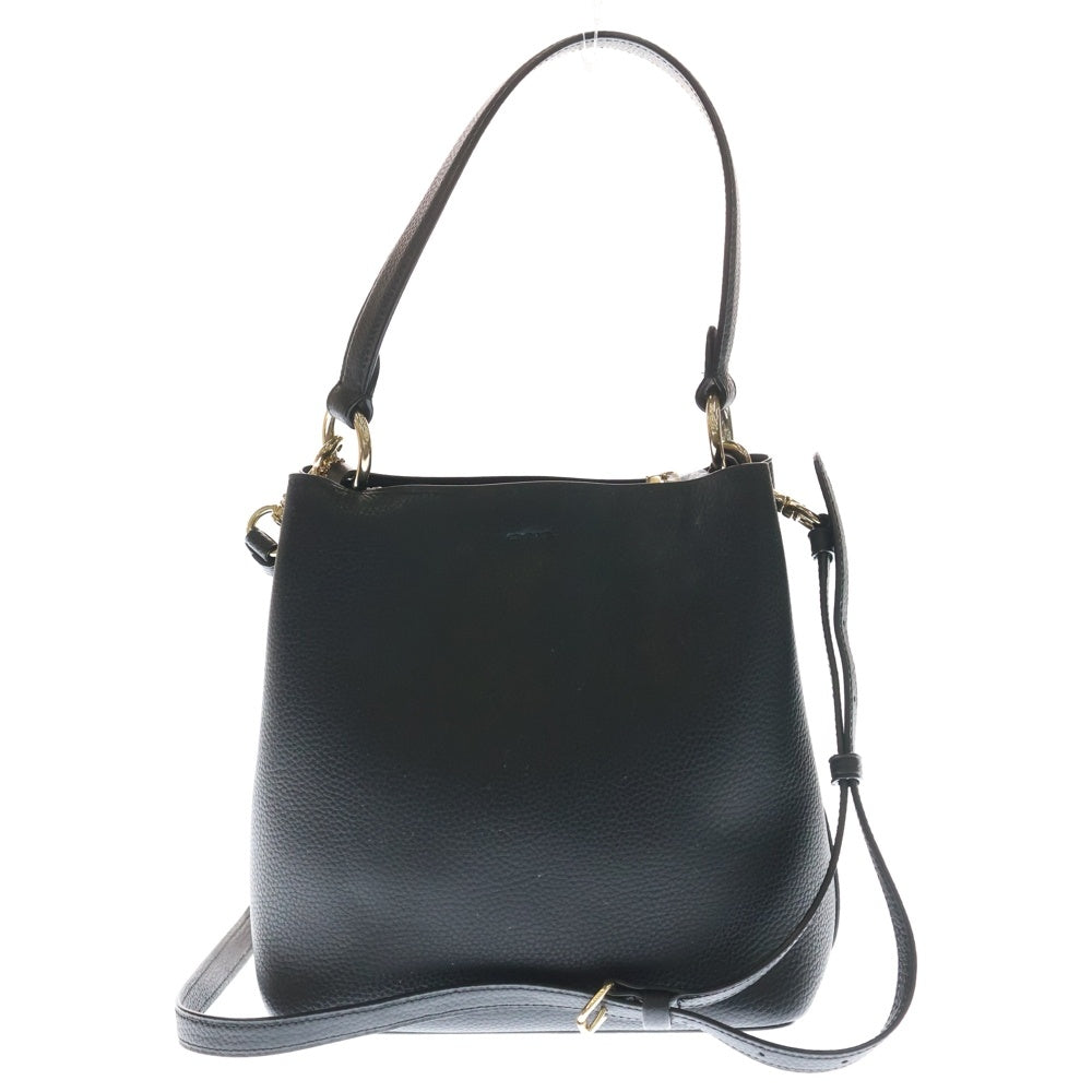 COACH(コーチ) ロゴプレートチャーム付き 2WAY レザー ハンドバッグ ショルダーバッグ ブラック/ゴールド B2081-1011 レディース