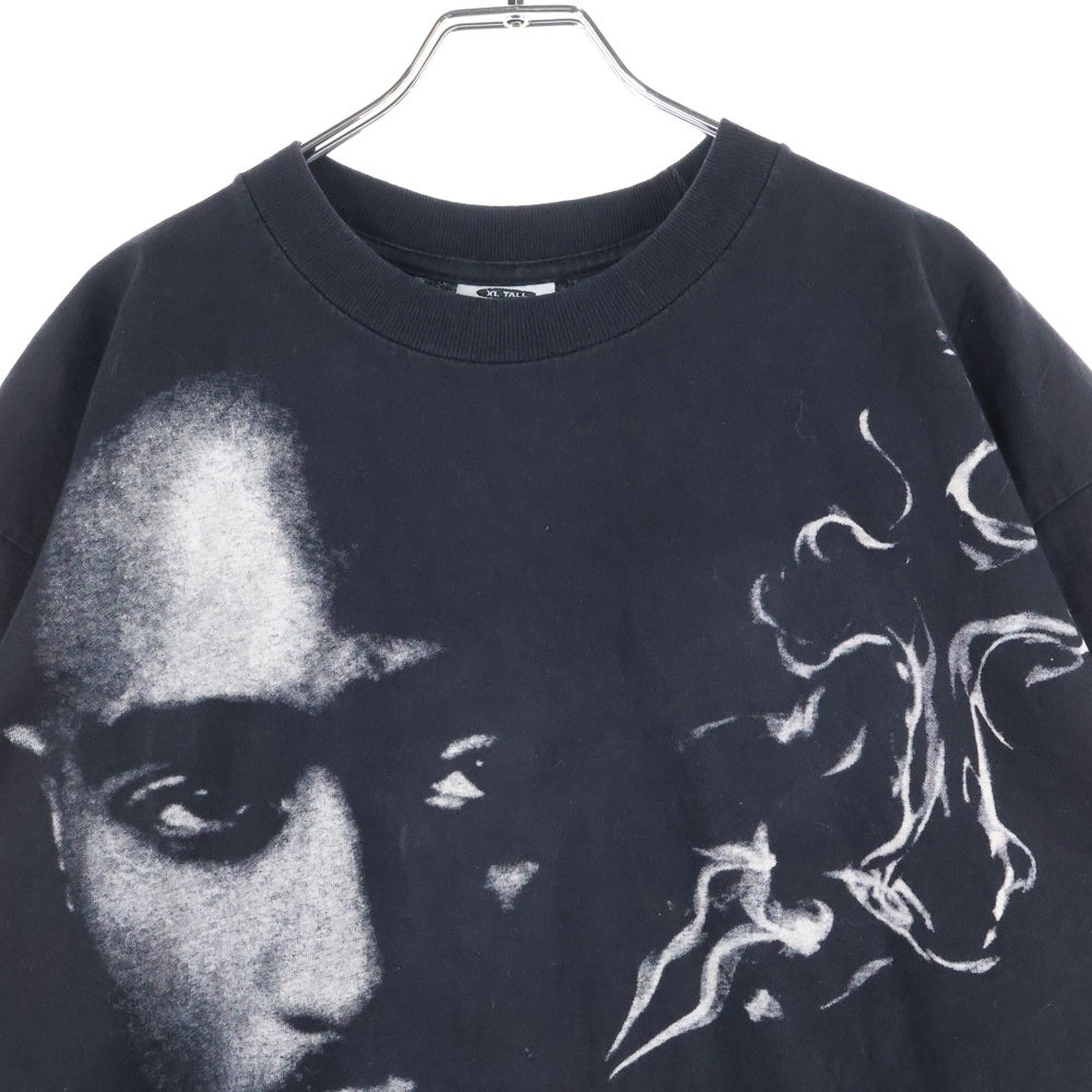 VINTAGE(ヴィンテージ) 90S-00S VINTAGE 2PAC ヴィンテージ ライトストーン スタッズ フロントプリント クルーネック半袖Tシャツ カットソー ブラック