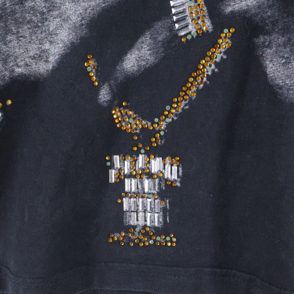 VINTAGE(ヴィンテージ) 90S-00S VINTAGE 2PAC ヴィンテージ ライトストーン スタッズ フロントプリント クルーネック半袖Tシャツ カットソー ブラック