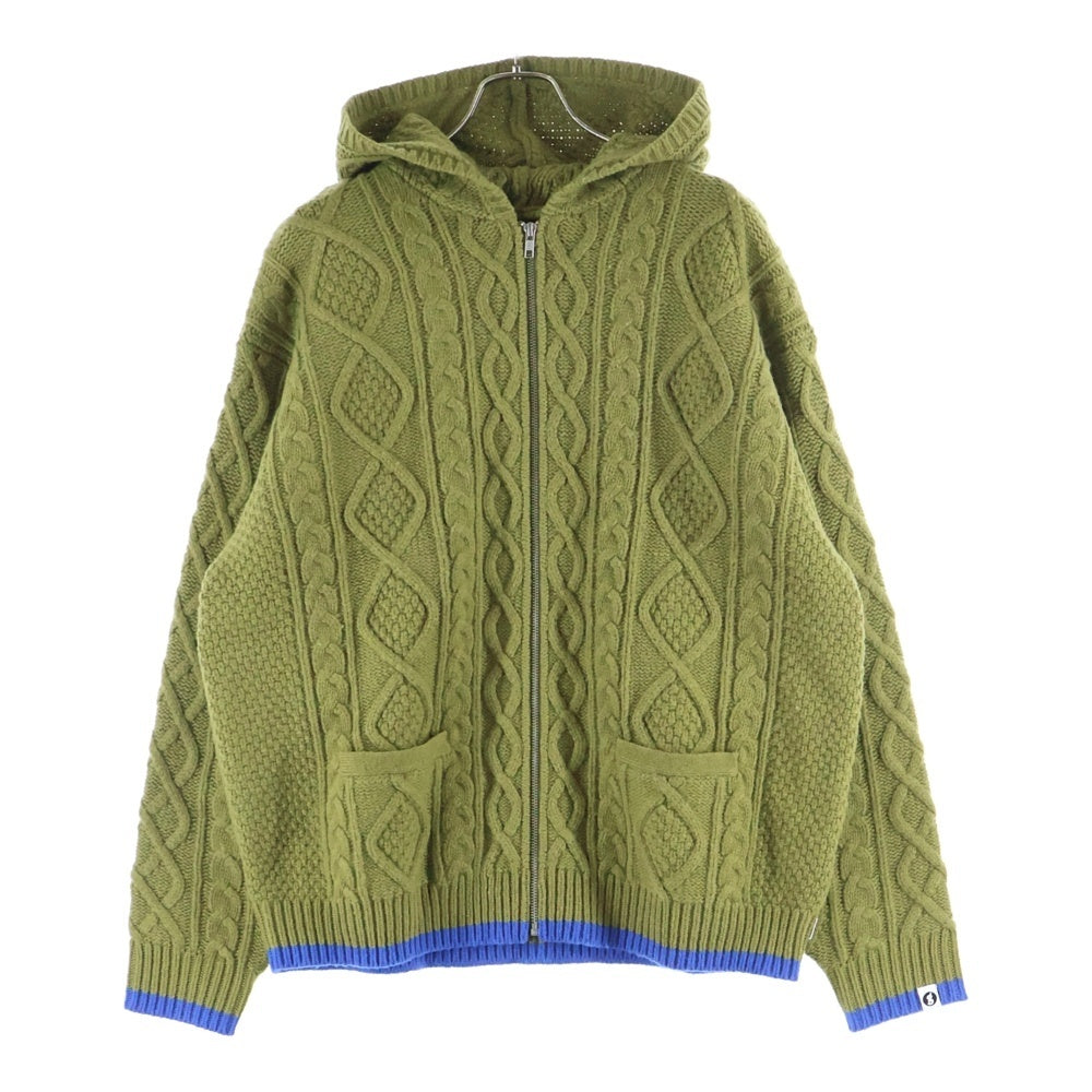SUPREME(シュプリーム) 25SS ×GOOD ENOUUGH Zip Up Hooded Sweater グッドイナフ ケーブル編み ダブルポケット フーデッド ジップアップ ニット セーター グリーン