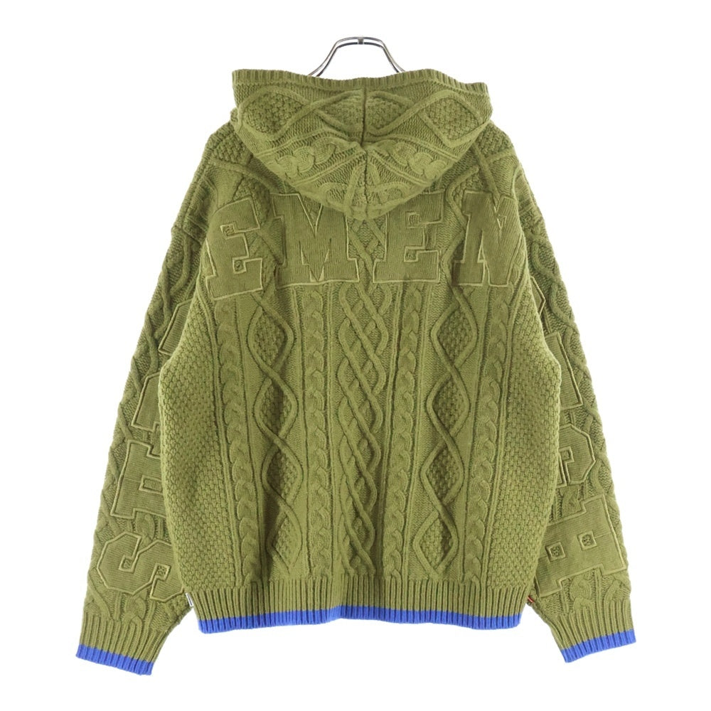SUPREME(シュプリーム) 25SS ×GOOD ENOUUGH Zip Up Hooded Sweater グッドイナフ ケーブル編み ダブルポケット フーデッド ジップアップ ニット セーター グリーン