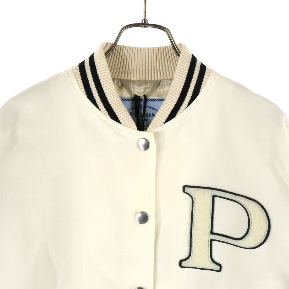 PRADA(プラダ) KID MOHAIR BOMBER JACKET パッチデザイン キッドモヘア ボンバージャケット アイボリー レディース P521PR