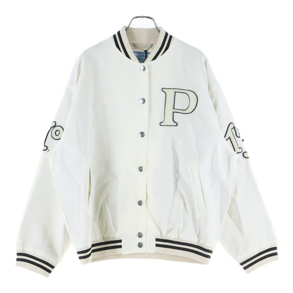 PRADA(プラダ) KID MOHAIR BOMBER JACKET パッチデザイン キッドモヘア ボンバージャケット アイボリー レディース P521PR