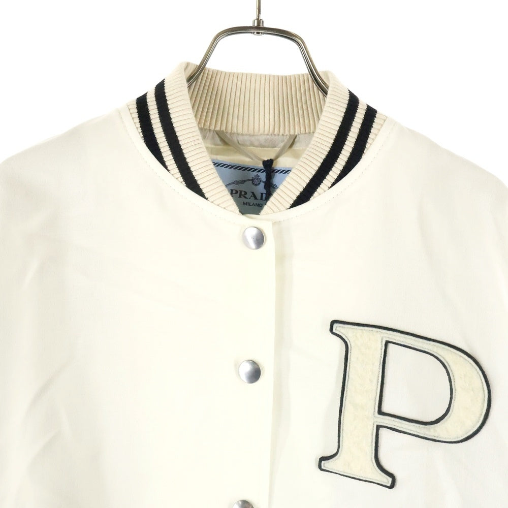 PRADA(プラダ) KID MOHAIR BOMBER JACKET パッチデザイン キッドモヘア ボンバージャケット アイボリー レディース P521PR