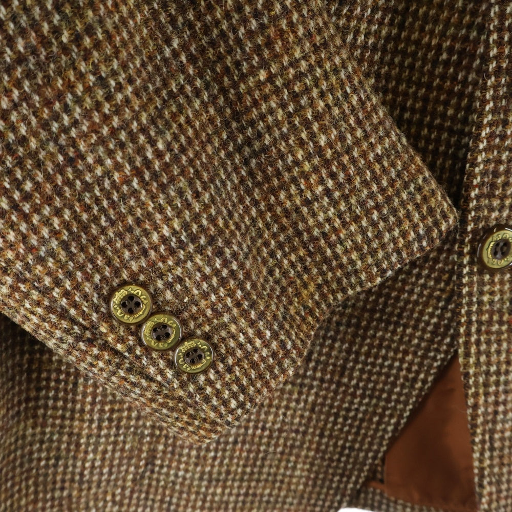 Harris Tweed(ハリスツイード) チェック柄 2Bウールテーラードジャケット ブラウン