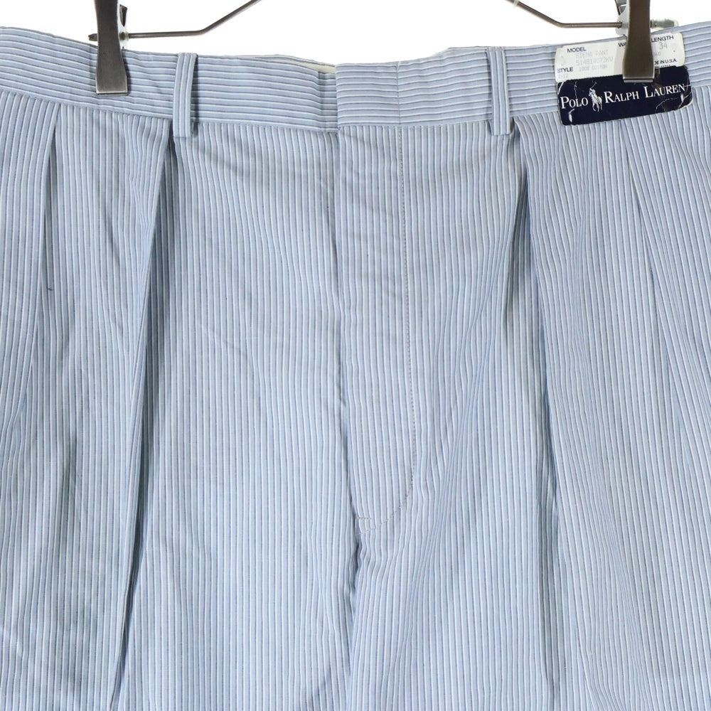 POLO RALPH LAUREN(ポロラルフローレン) ストライプ柄 2タック コットンスラックス パンツ ブルー 514814072KV