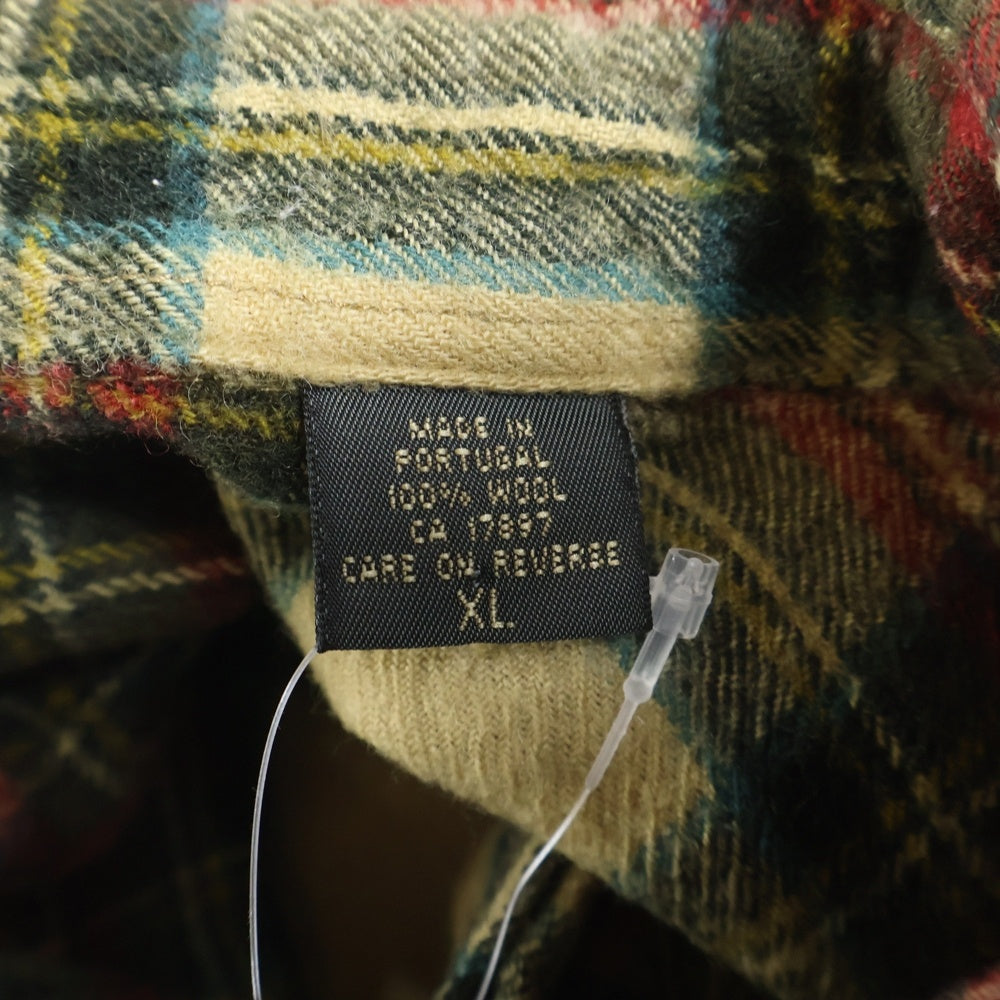 BANANA REPUBLIC(バナナリパブリック) チェック柄 長袖ウールボタンダウンシャツ レッド/グリーン