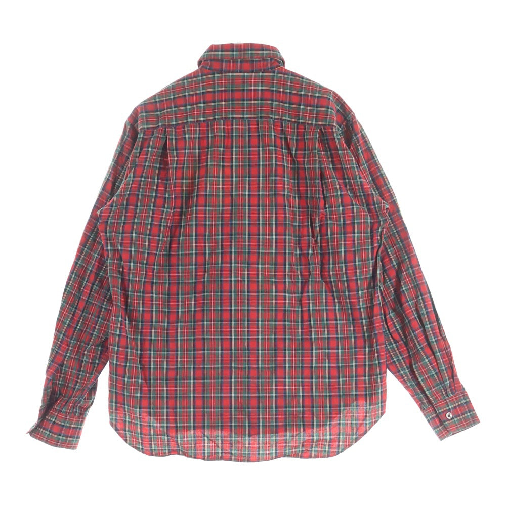 COMME des GARCONS HOMME PLUS(コムデギャルソンオムプリュス) 11AW パッチワーク切替 長袖チェックボタンシャツ レッド/グリーン PH-B043