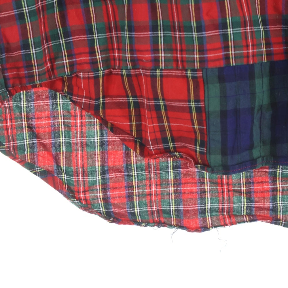 COMME des GARCONS HOMME PLUS(コムデギャルソンオムプリュス) 11AW パッチワーク切替 長袖チェックボタンシャツ レッド/グリーン PH-B043