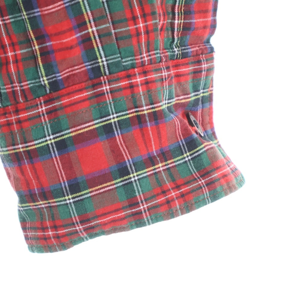 COMME des GARCONS HOMME PLUS(コムデギャルソンオムプリュス) 11AW パッチワーク切替 長袖チェックボタンシャツ レッド/グリーン PH-B043