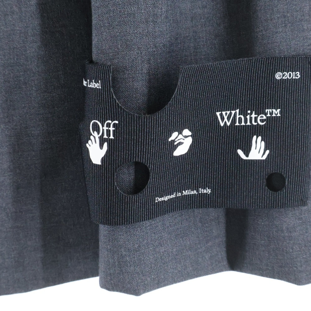 OFF-WHITE(オフホワイト) 21SS アームロゴパッチ ウールシングルテーラードジャケット ロゴパッチ ウール ノータック スラックスパンツ セットアップスーツ グレー OMDA006S21FAB001