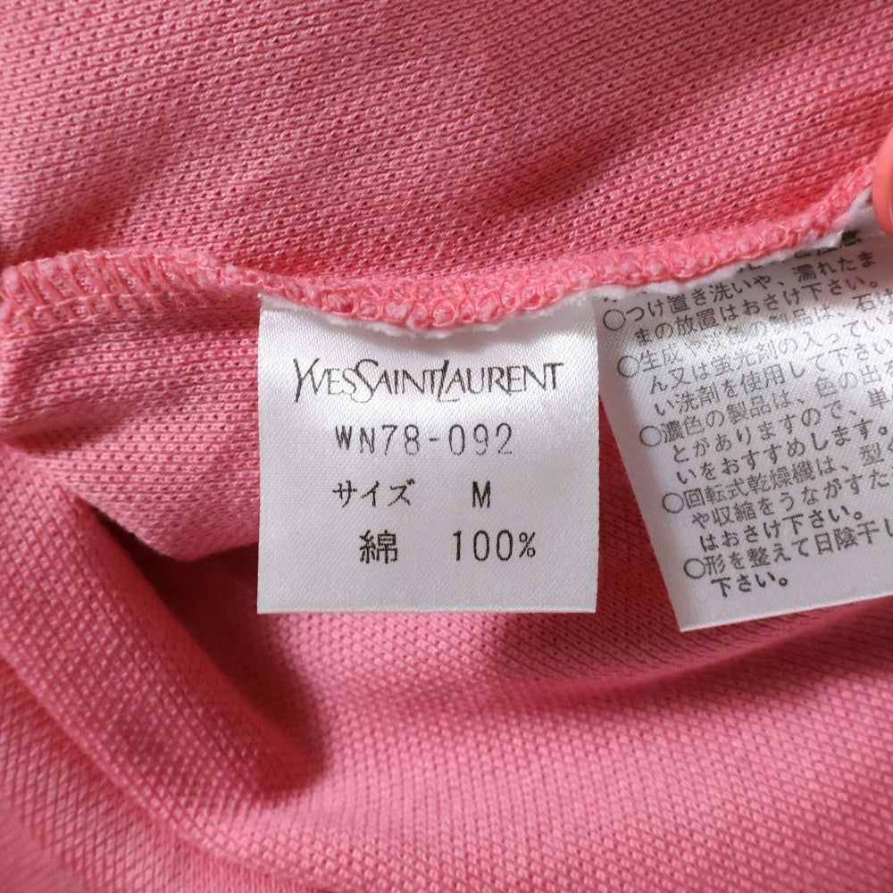 YVES SAINT LAURENT(イヴサンローラン) フロントロゴ刺繍 コットン 半袖ポロシャツ ピンク WN78-092