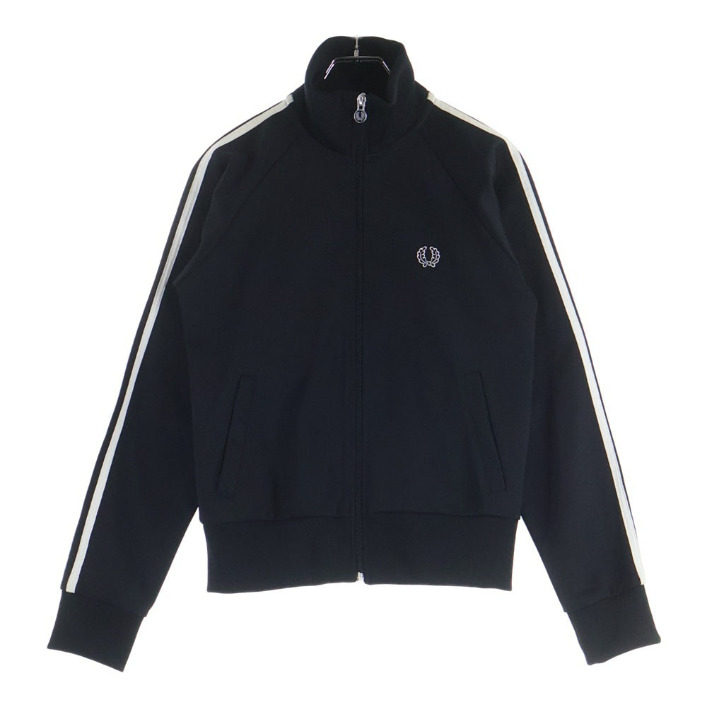 FRED PERRY(フレッドペリー) 胸エンブロイダリーデザイン ダブルポケット ジップアップ トラックジャケット ブラック J4775