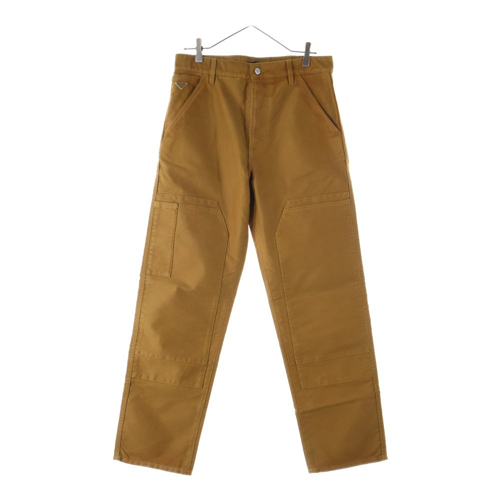 PRADA(プラダ) 24AW MOLESKIN PANTS LIGHT BROWN モールスキン ダブルニー ボタンフライ ペインターパンツ ブラウン GEP398