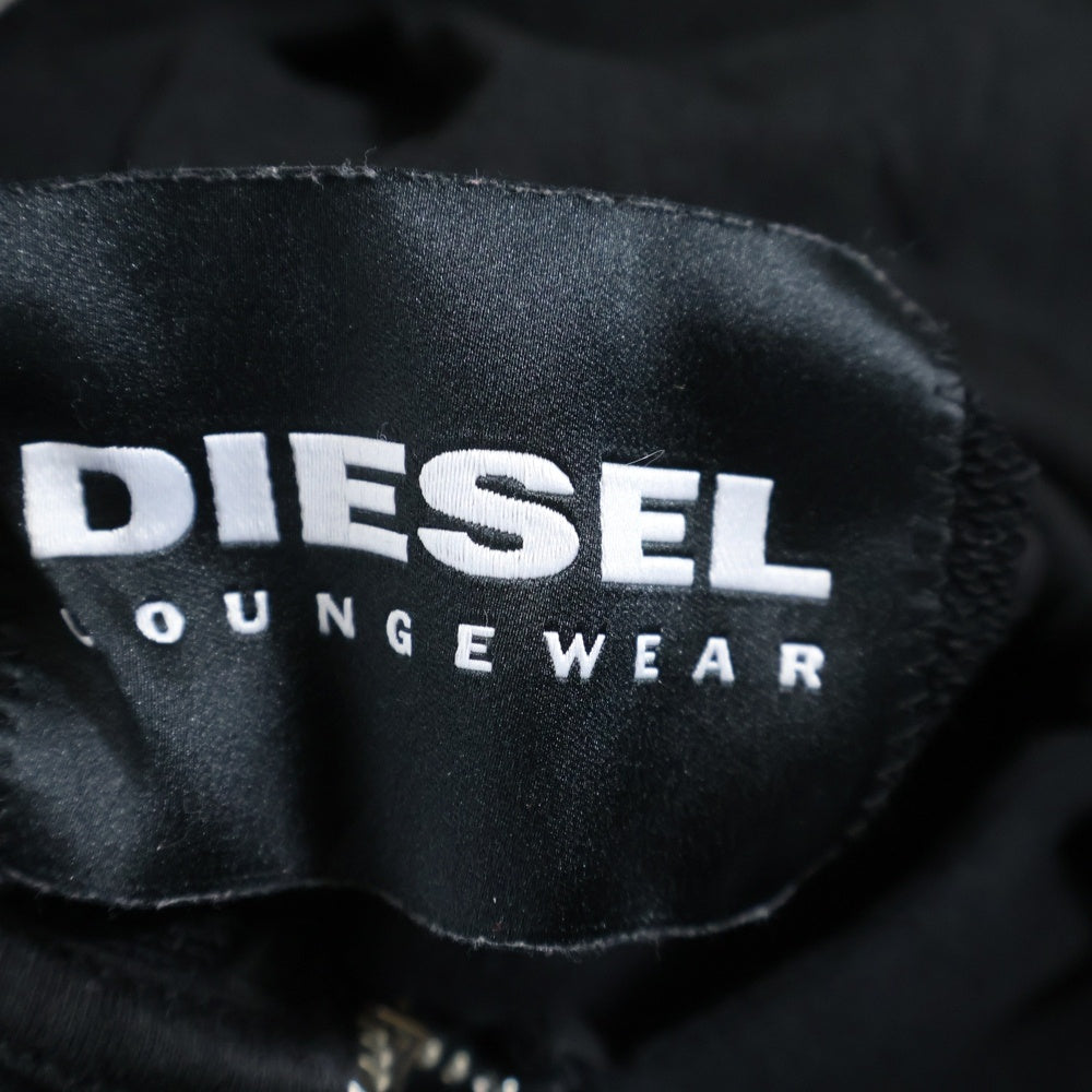 DIESEL(ディーゼル) フロントロゴデザイン ダブルポケット フルジップ フーデッド スウェット パーカー ブラック A00982