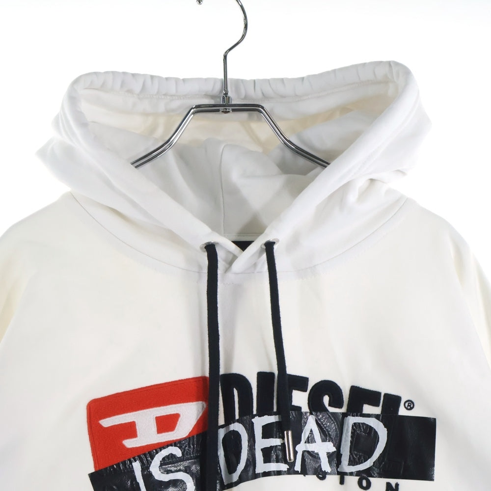 DIESEL(ディーゼル) IS DEAD イズ デット フロントロゴデザイン カンガルーポケット フーデッド スウェット パーカー ホワイト BG000014