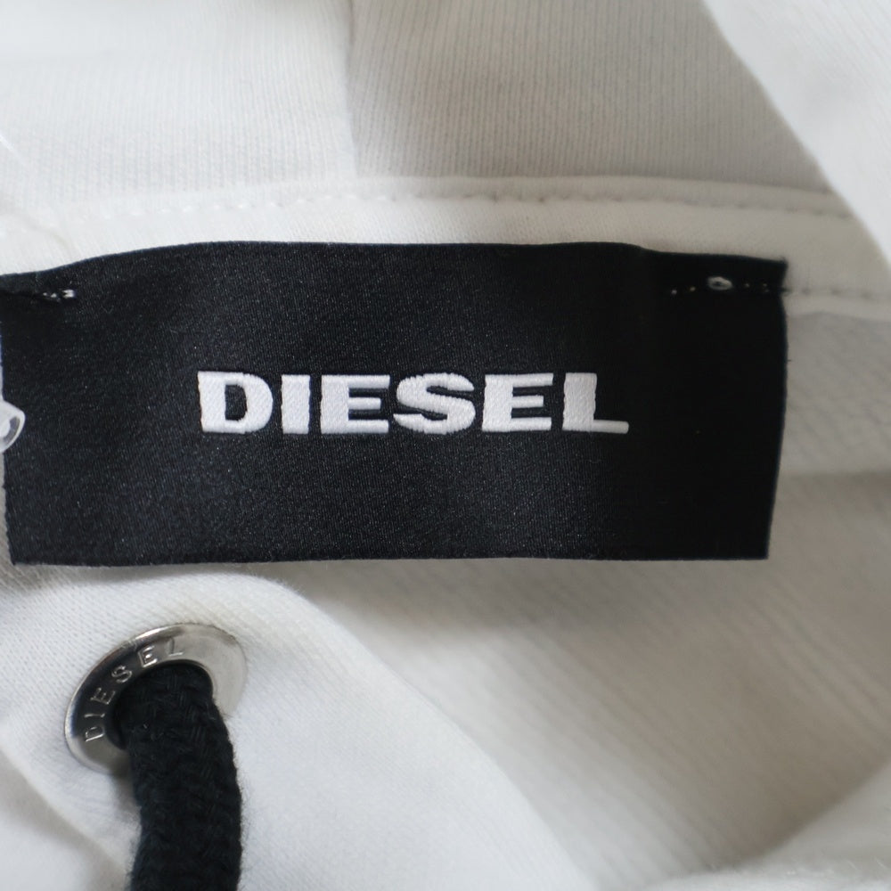 DIESEL(ディーゼル) IS DEAD イズ デット フロントロゴデザイン カンガルーポケット フーデッド スウェット パーカー ホワイト BG000014
