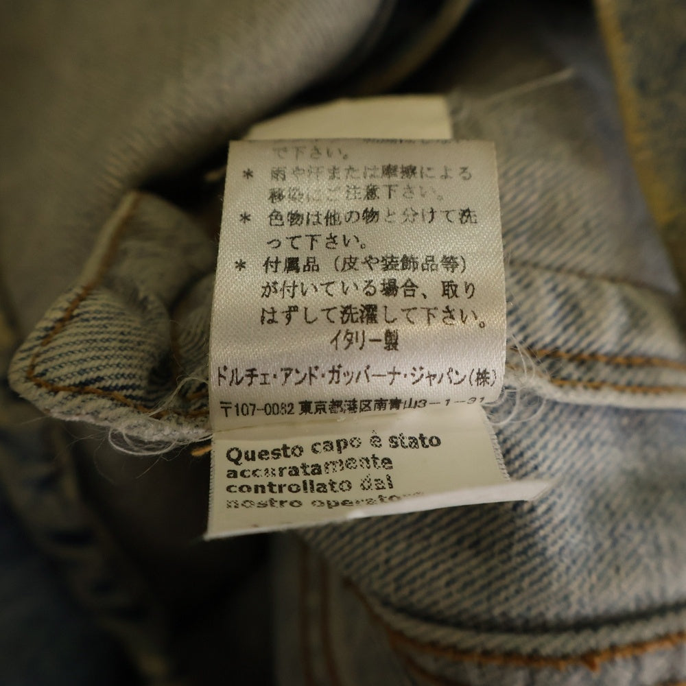 DOLCE & GABBANA(ドルチェアンドガッバーナ) 03AW ダメージ加工 エンブロイダリーデザイン マルチポケット デニムジャケット インディゴ