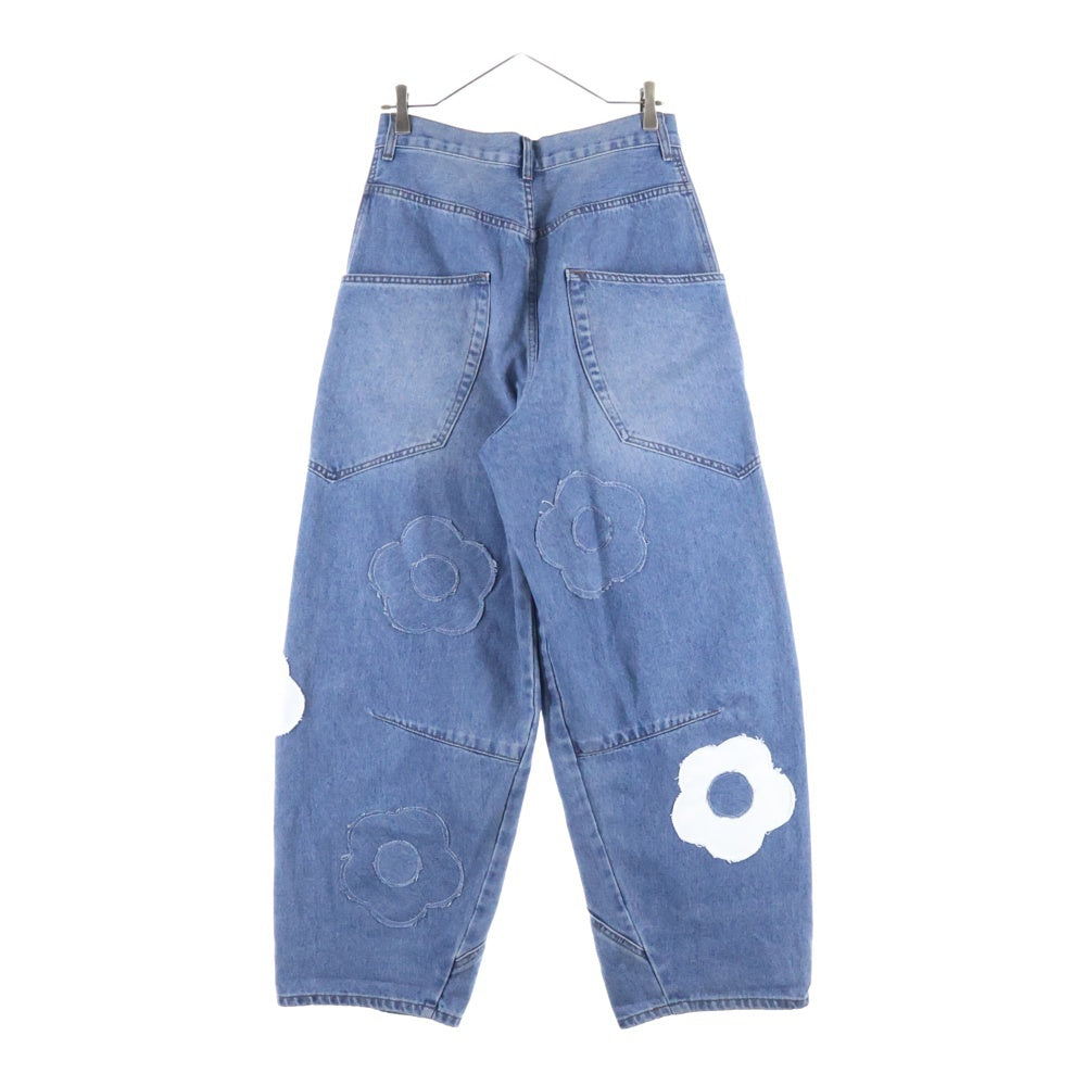 NO BRAND(ノーブランド) MADOKA マドカ 日本製 フラワーデザイン マルチポケット ジップアップ デニムパンツ インディゴ