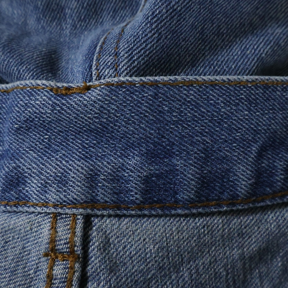 NO BRAND(ノーブランド) MADOKA マドカ 日本製 フラワーデザイン マルチポケット ジップアップ デニムパンツ インディゴ