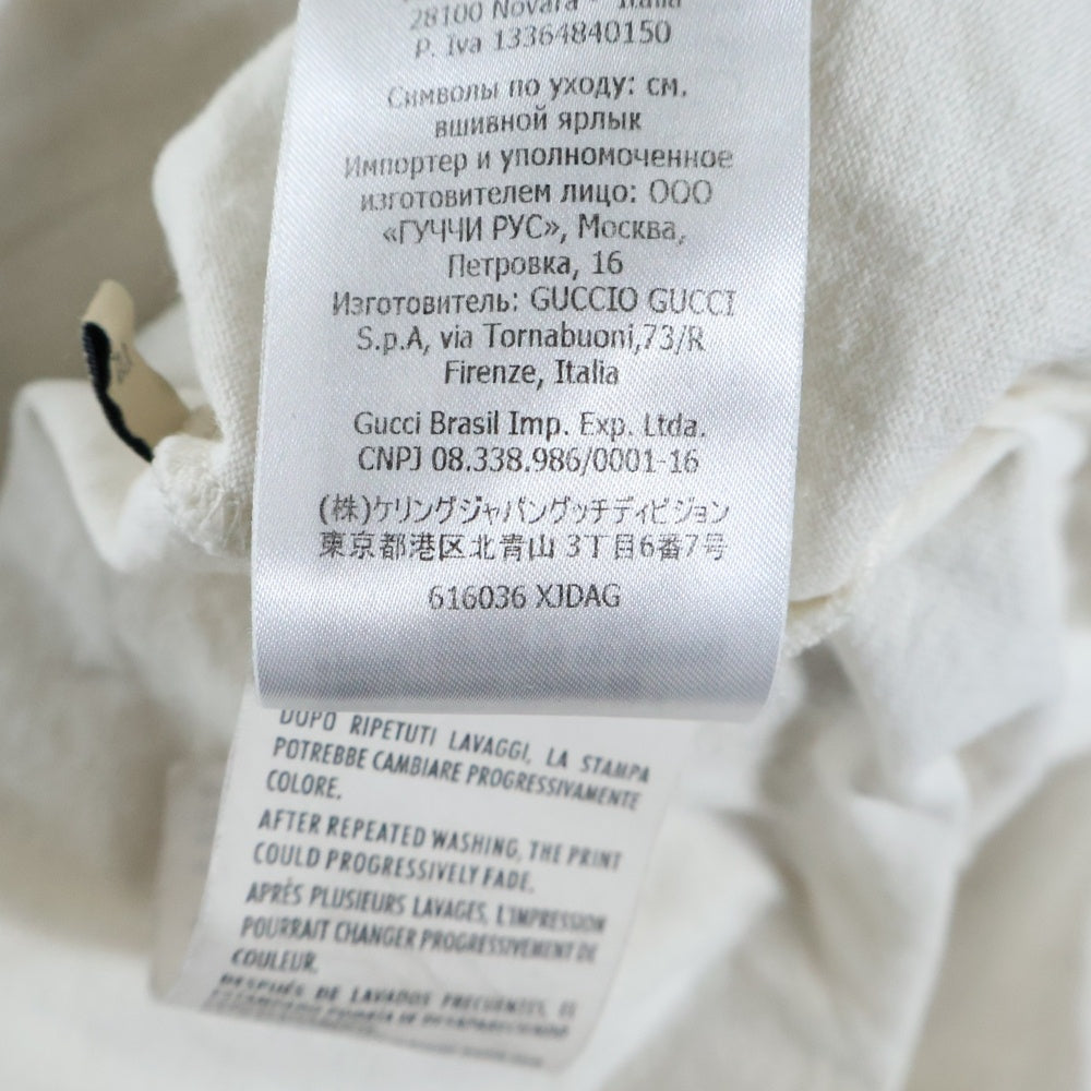 GUCCI(グッチ) 21SS INTERLOCKING G STRIPE PRINT TEE インターロッキング ストライプ クルーネック半袖プリントTシャツ カットソー ホワイト 616036 XJDAG
