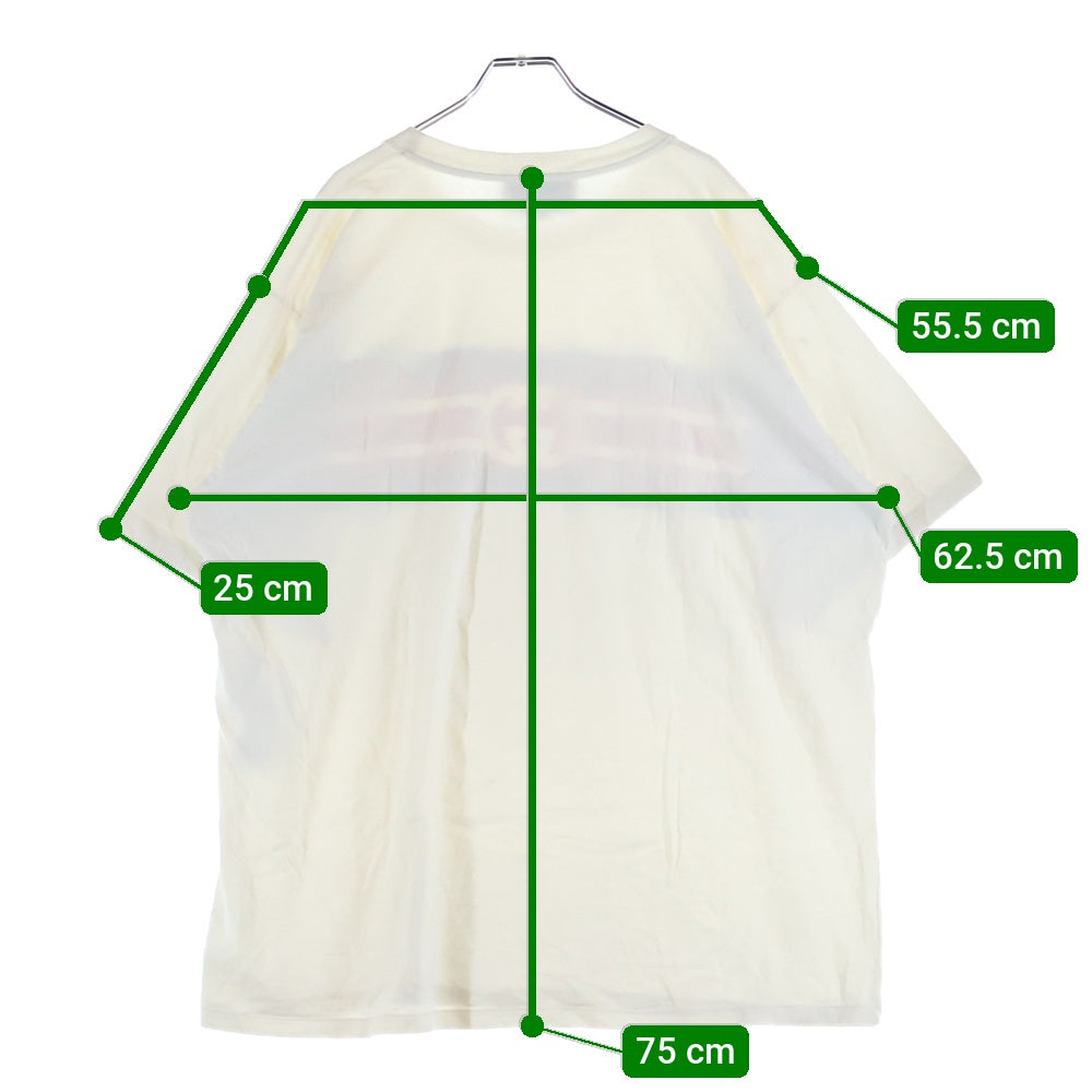 GUCCI(グッチ) 21SS INTERLOCKING G STRIPE PRINT TEE インターロッキング ストライプ クルーネック半袖プリントTシャツ カットソー ホワイト 616036 XJDAG