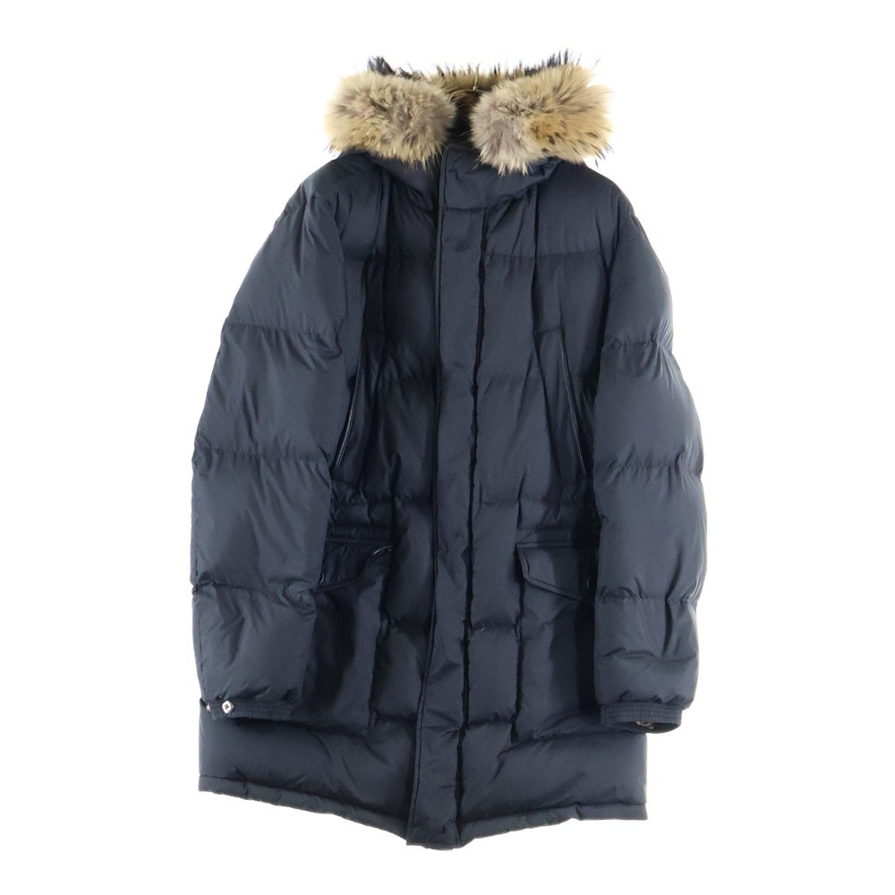 dunhill(ダンヒル) ファーフーデッド ジップアップダウンコート ブラック