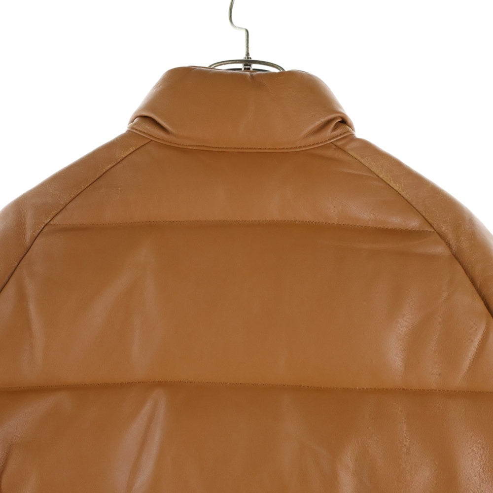 A BATHING APE(アベイシングエイプ) LEATHER CLASSIC DOWN JACKET シープスキン レザー クラシック ジップアップ ダウンジャケット ブラウン 001HJB801009X