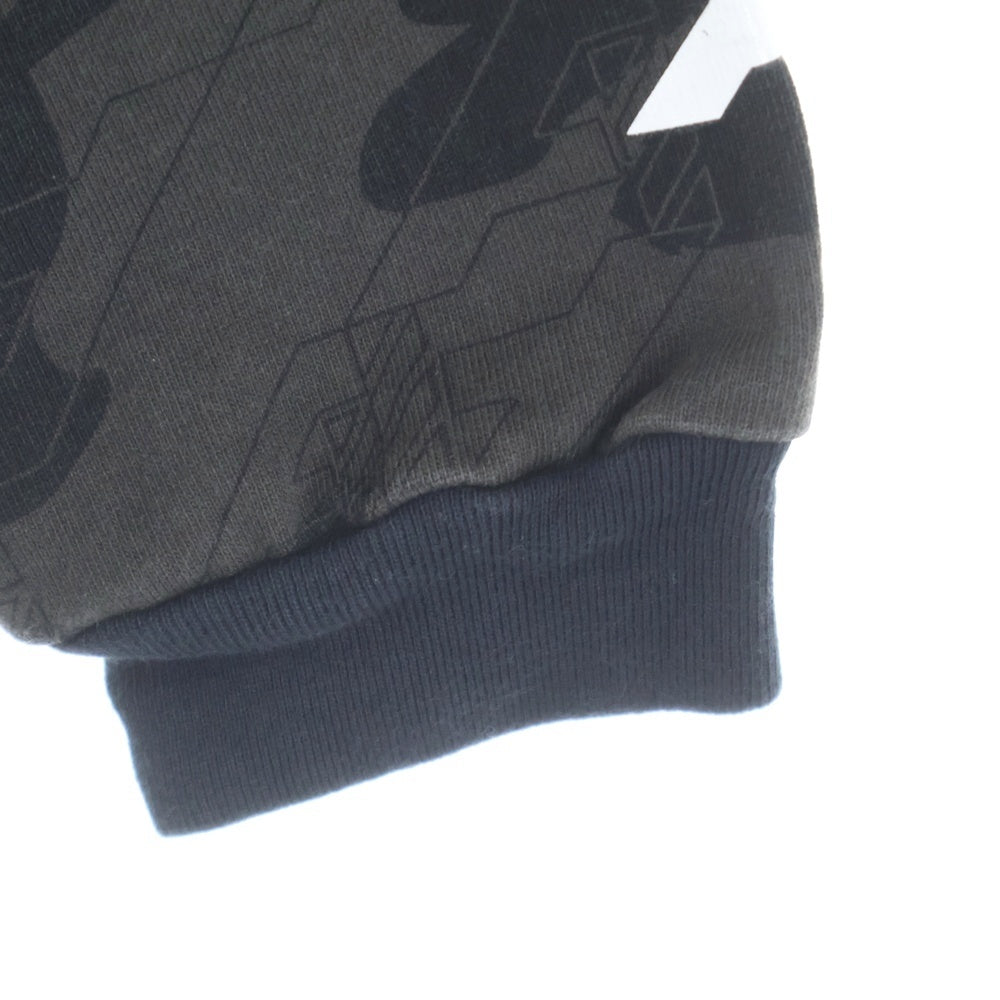 AVIREX(アヴィレックス) 胸プリントロゴデザイン 総柄 クルーネック カットソー 長袖Tシャツ ブラック 6113436